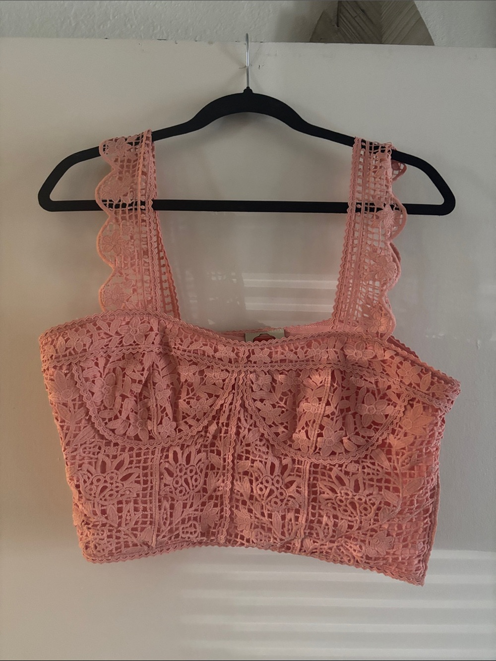 FARM Rio Peach Crochet Bustier Crop Top
